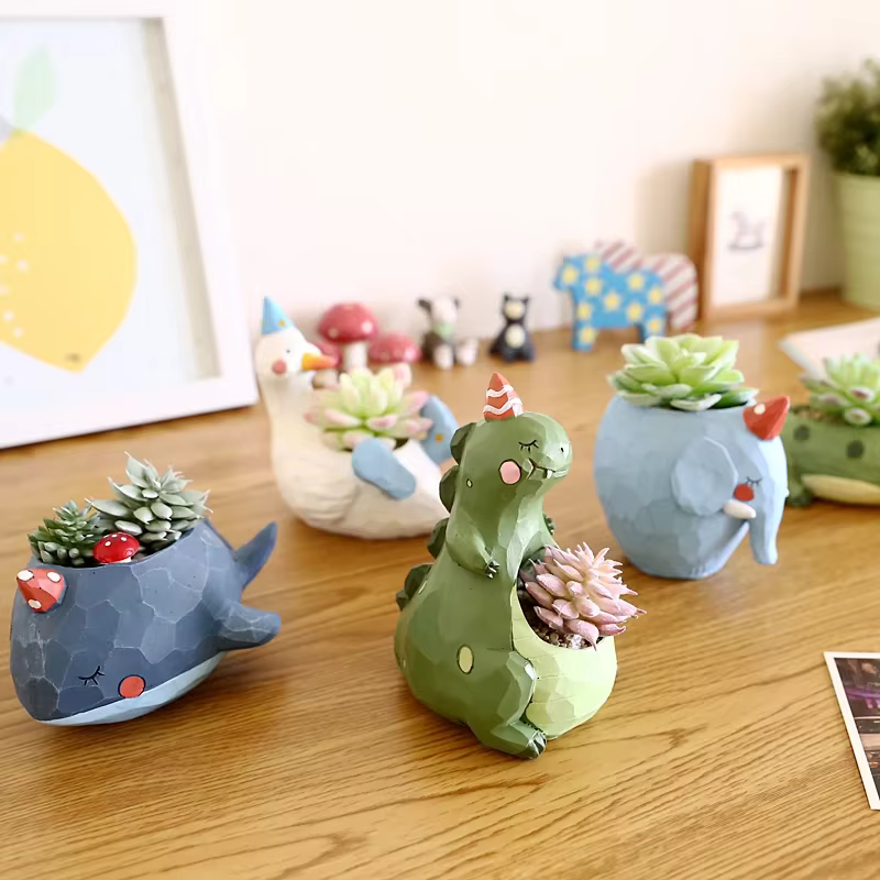 Pots de fleurs d'animaux mignons pour plantes succulentes
