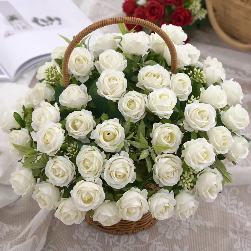 Bouquet de Roses Os rouges à l'aloès vert pour mariage