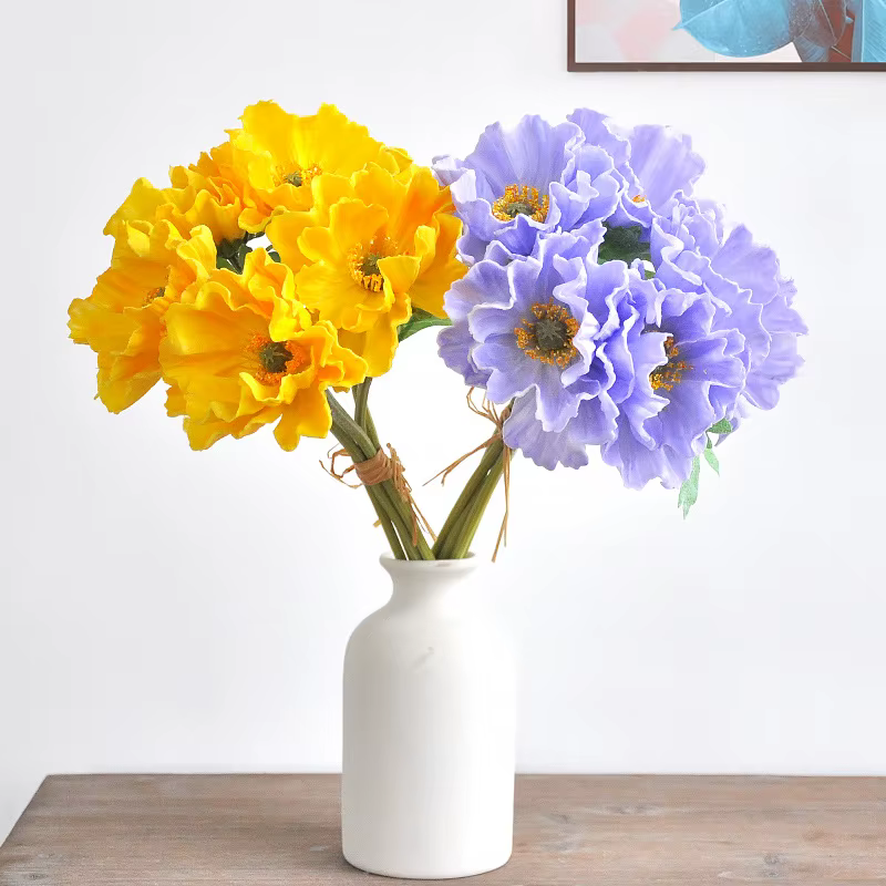 Fleur artificielle de coquelicot de maïs en silicone PU
