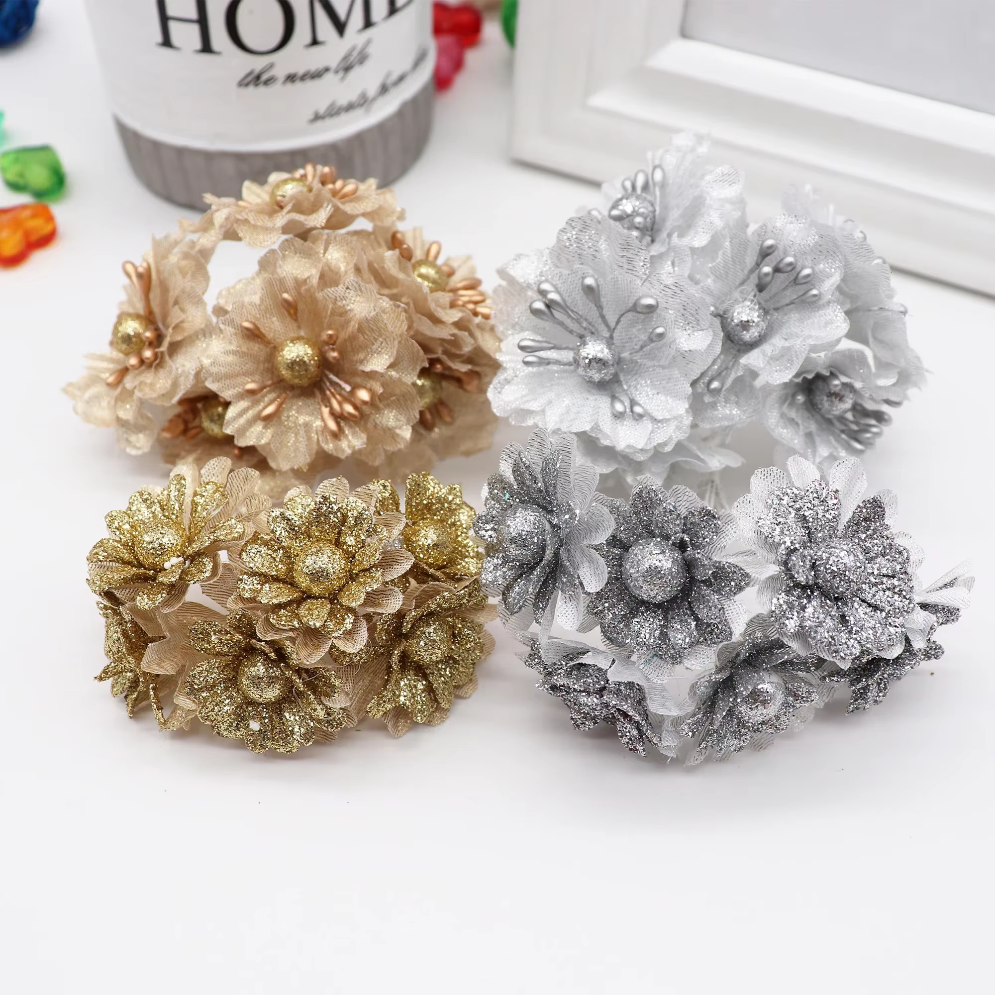 Bouquet de fleurs artificielles en soie