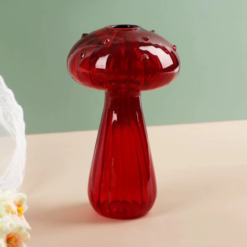 Vase Champignon Feng Shui en Verre pour Culture