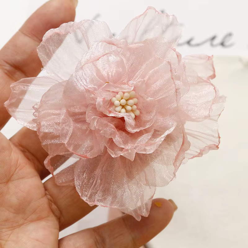 Fleur en organza rose DIY