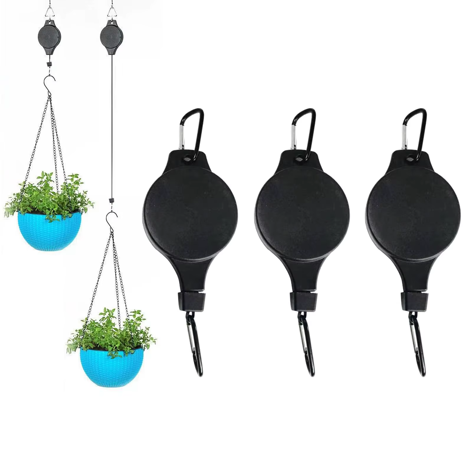 Paniers de jardin Pots crochet suspendu ascenseur réglable plante poulie ensemble