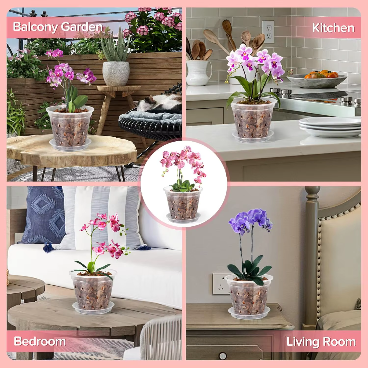 Pot d'orchidée Transparent 4/5/6/7 pouces