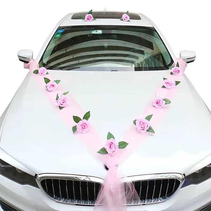 Fleur artificielle de Rose blanche pour décoration de voiture de mariage