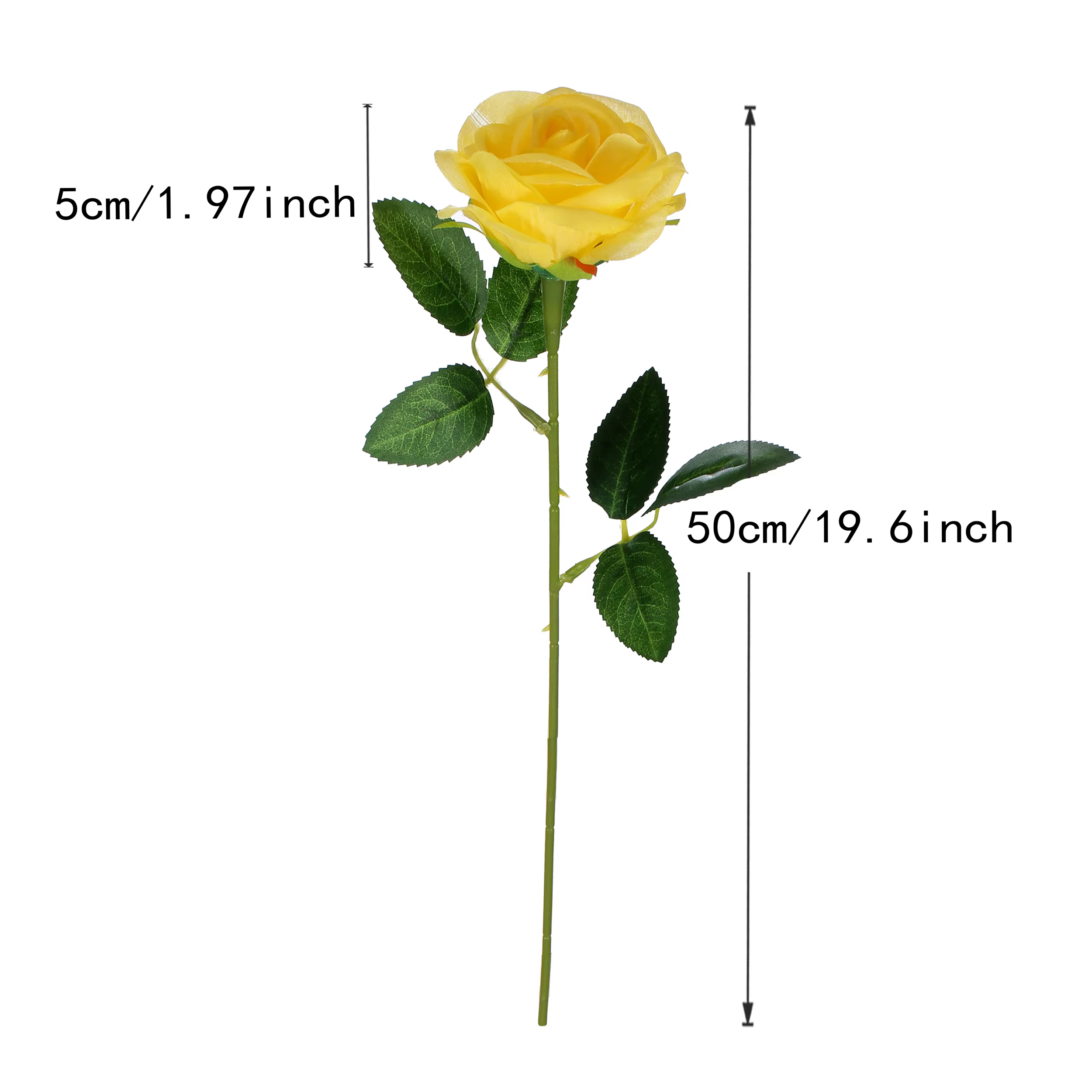 Rose artificielle jaune en soie à longue tige pour la décoration de la maison
