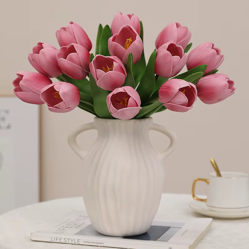 Bouquet de tulipes artificielles jaunes en PU