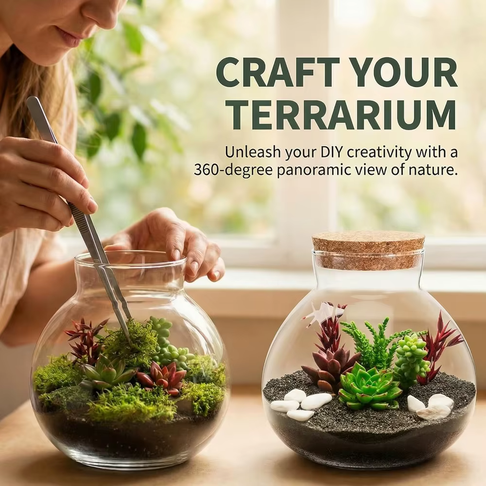 Terrarium en verre avec couvercle en liège