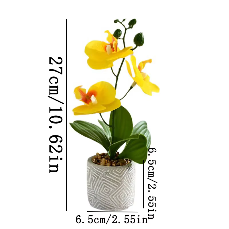 Créatif 3 fleurs et 3 feuilles Phalaenopsis bonsaï Simulation fleur
