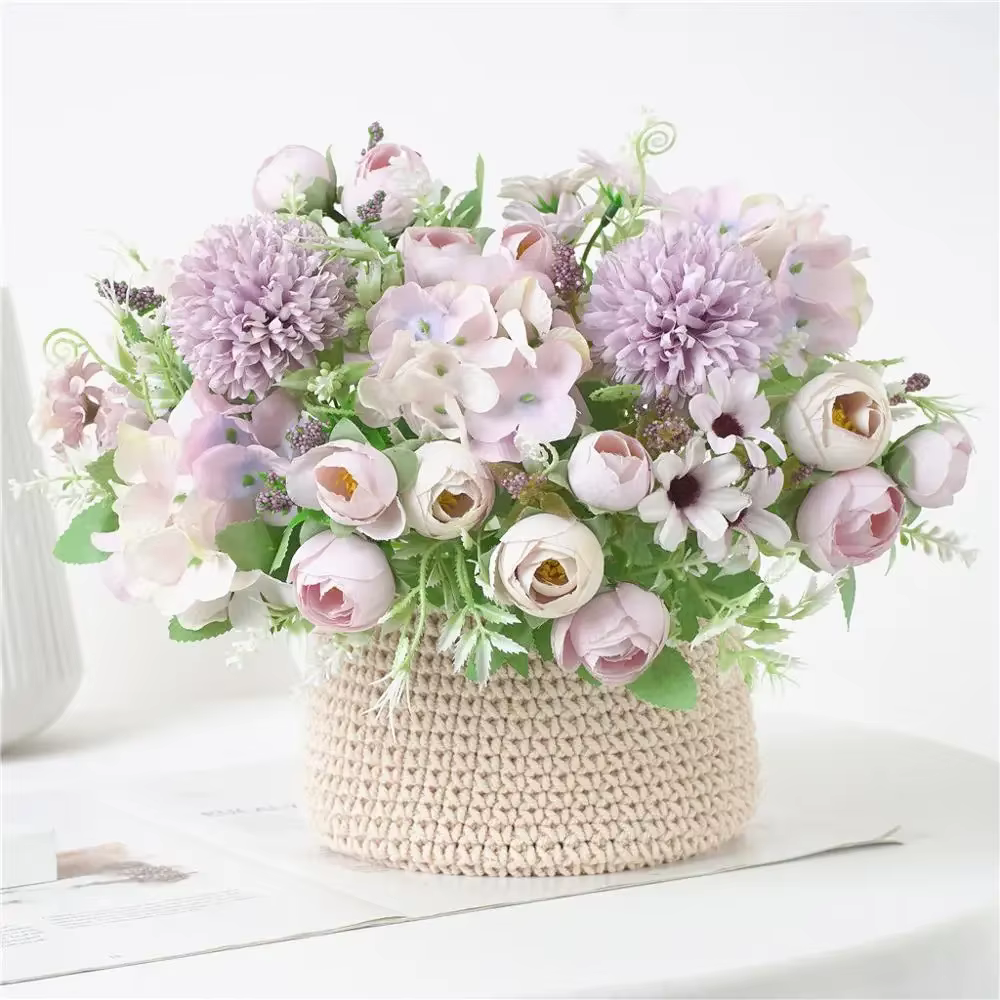Bouquet de fleurs d'hortensia artificielles à 7 têtes
