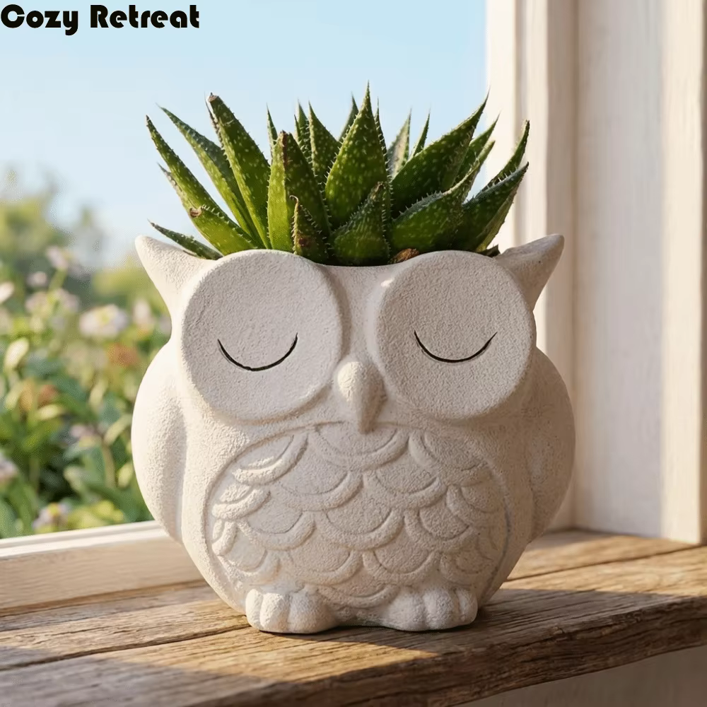 Pot à plantes créatif en céramique en forme de hibou