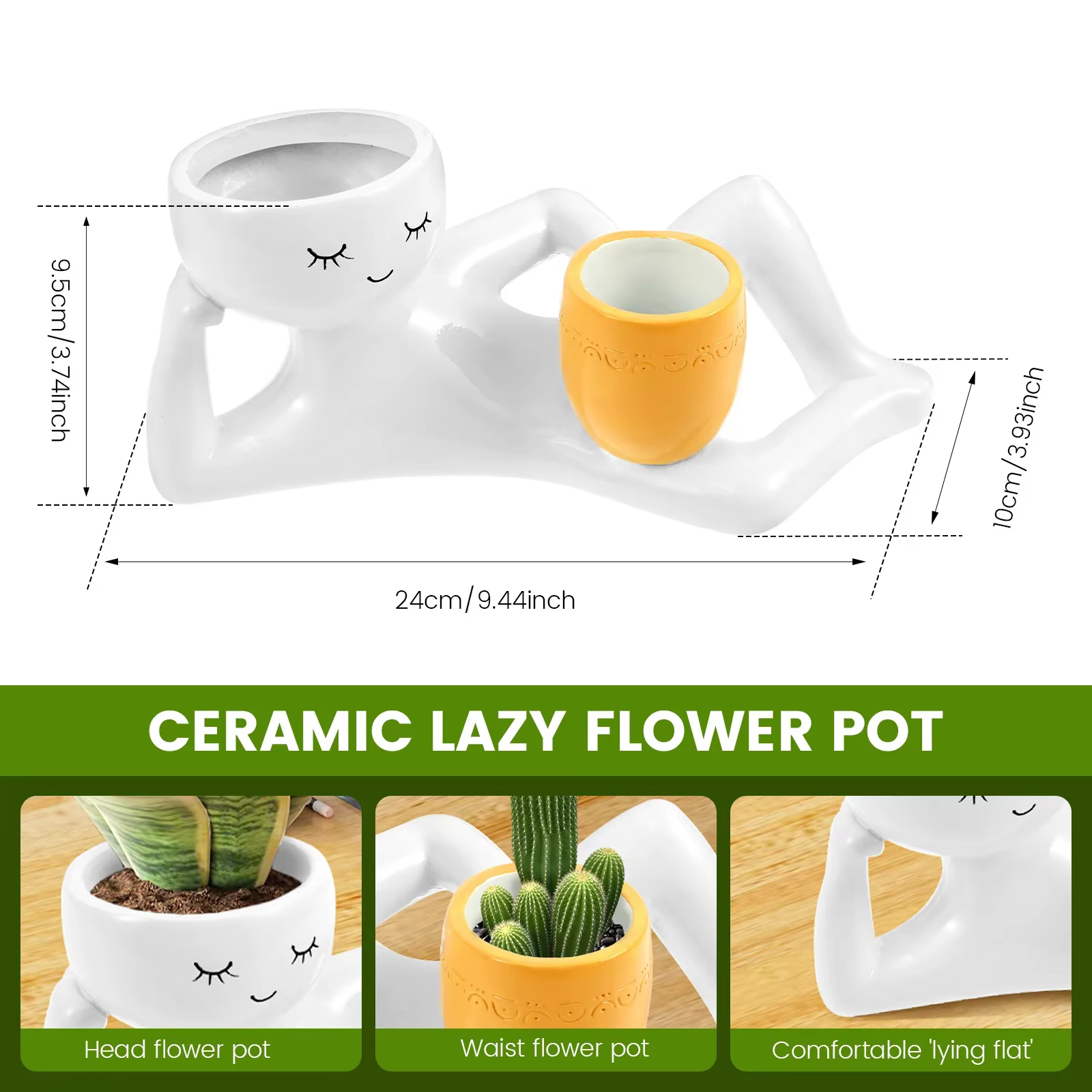 Pot de fleurs en résine amusant pour plantes succulentes avec trou de drainage, pot de fleurs de bureau, vase pour plantes vertes, décoration pour la maison et le bureau