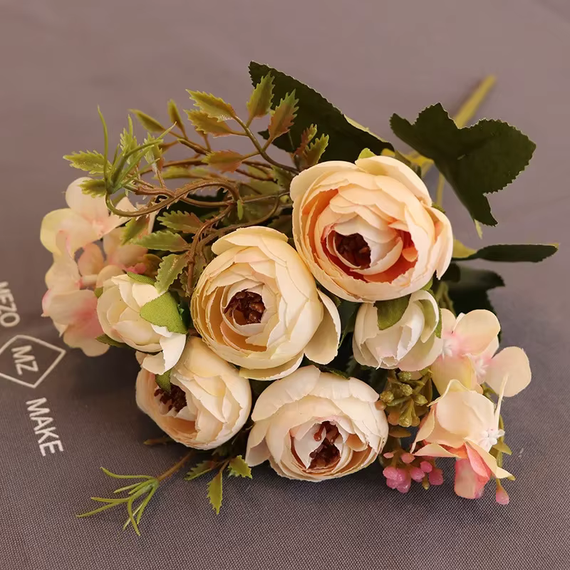 InjTea-Bouquet de roses artificielles vintage