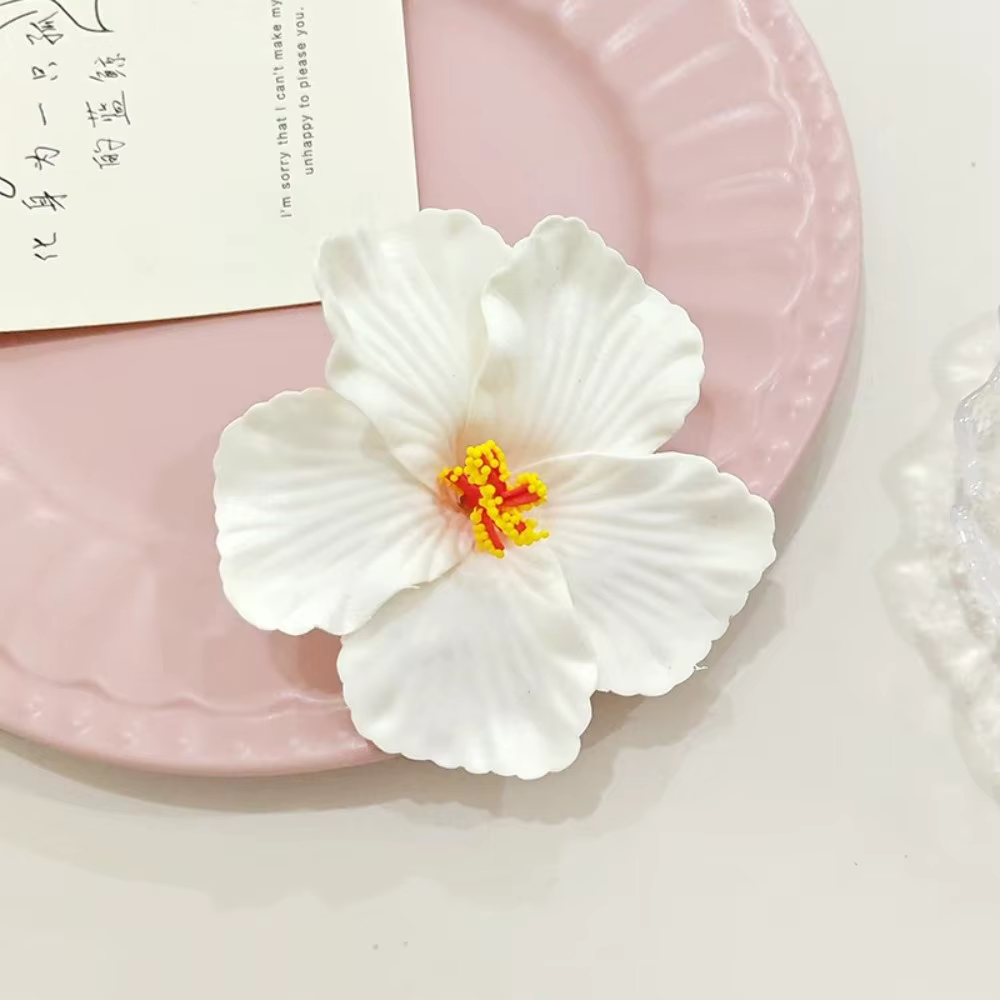 Pinces à cheveux Hawaïennes Fleur d'œuf, Coiffe Bohème Fleur Hibiscus, Épingles à Cheveux Décoratives Romantiques pour Femmes et Filles