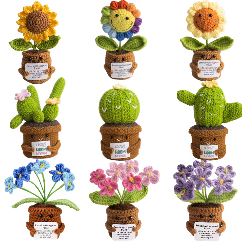 Cactus et tournesol en crochet faits main
