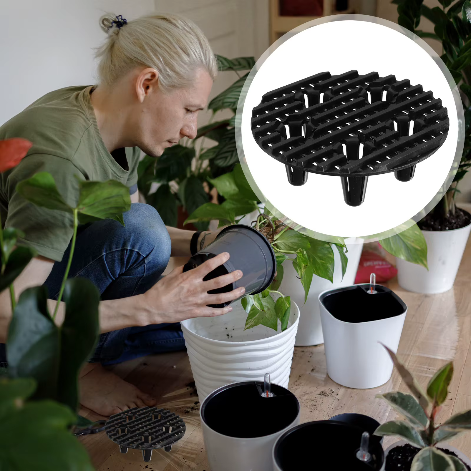 12 supports de pot de fleurs en plastique pour l'extérieur