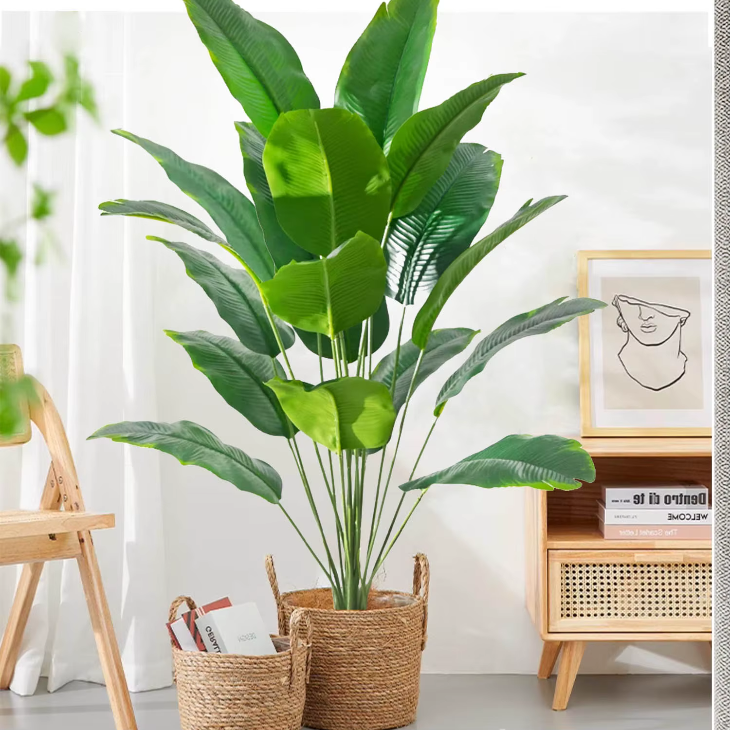 Palmier artificiel - grande plante tropicale artificielle adaptée à la décoration intérieure et extérieure sans pot