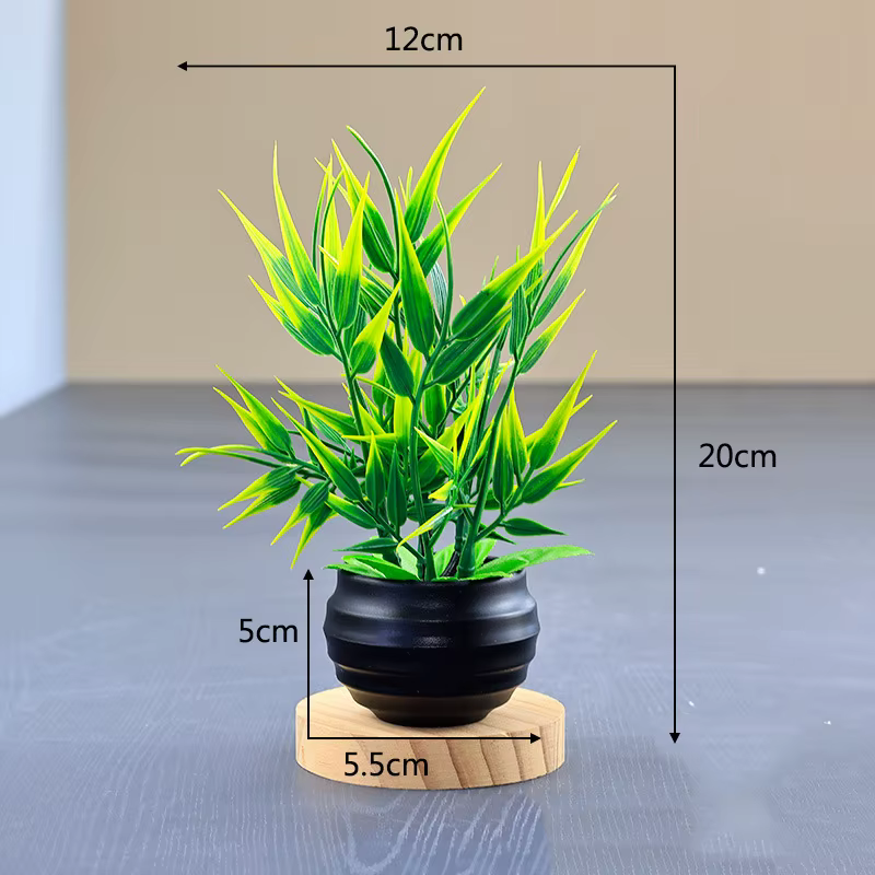 Bonsaï artificiel vert fausse plante feuille de bambou fleur