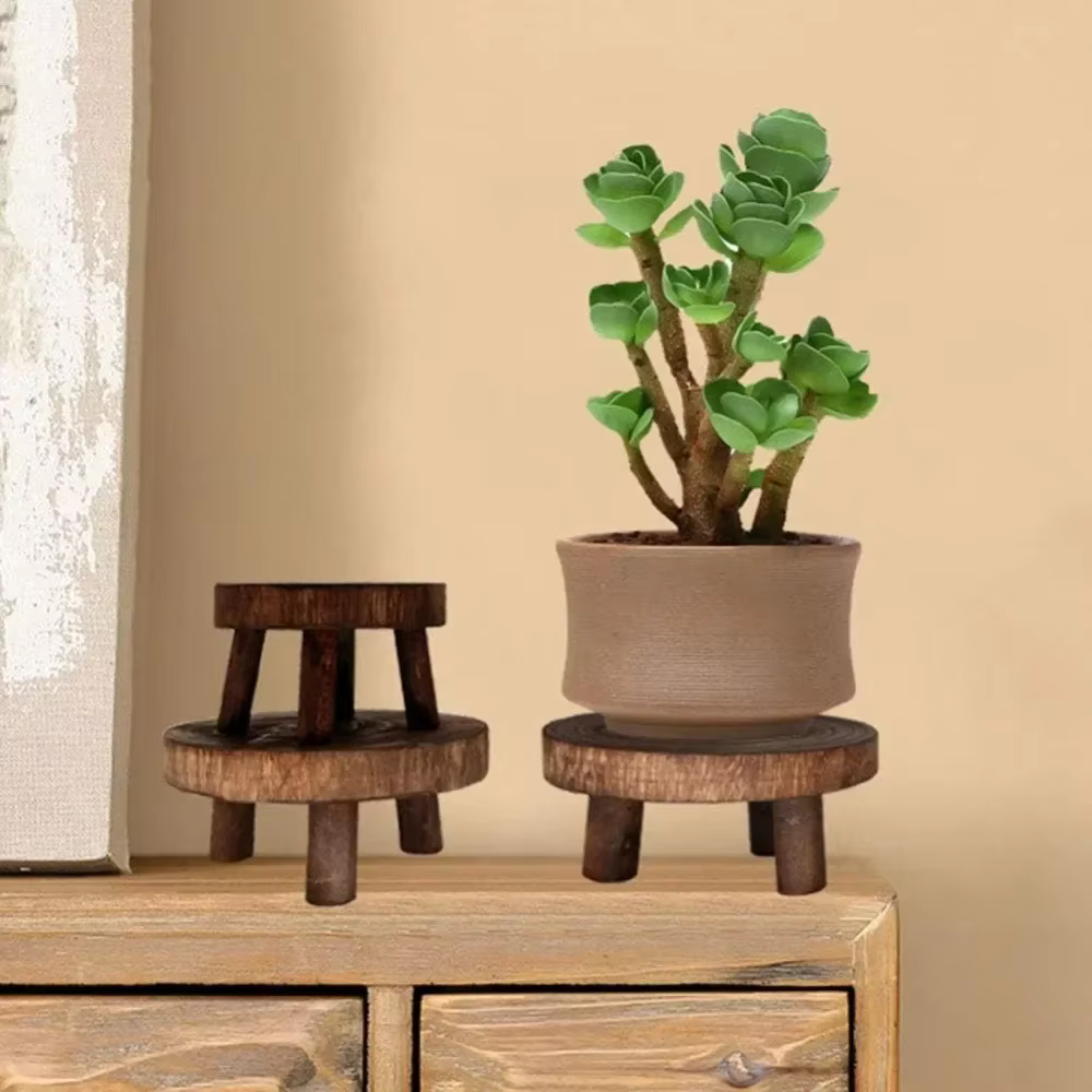 Tabouret de support de base de pot de fleur de plante en bois