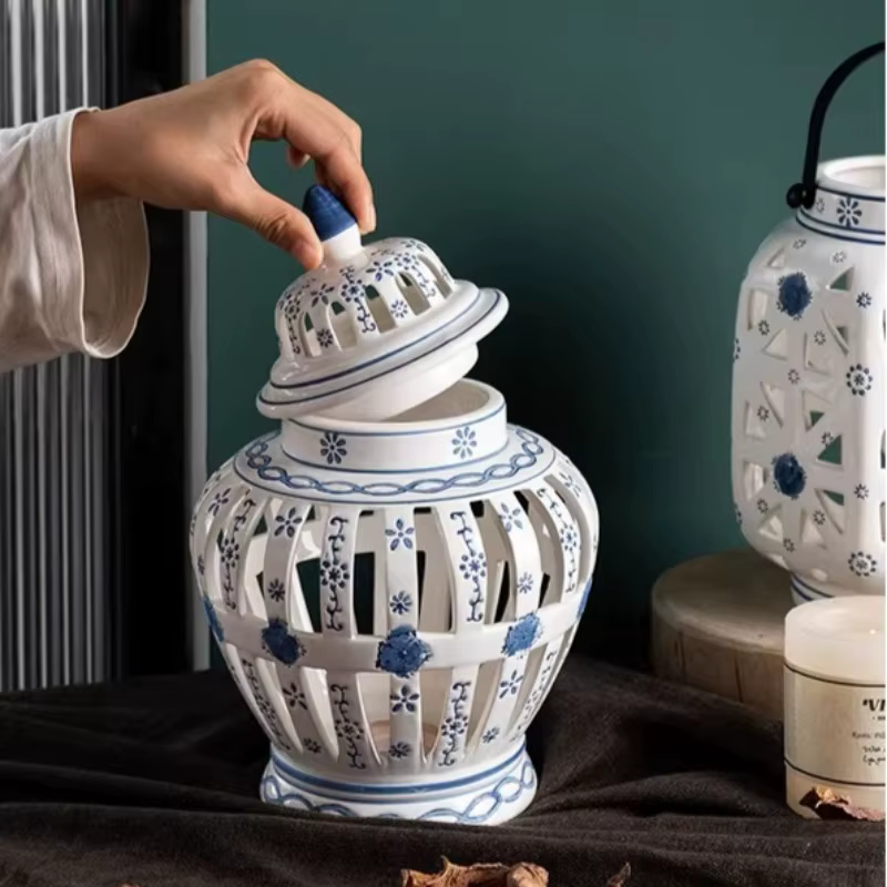 1 pièce Pot décoratif en céramique ajourée de style européen