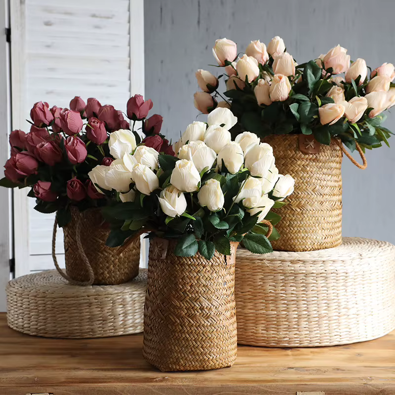 Bouquet de roses artificielles à 9 têtes d'aloès vert