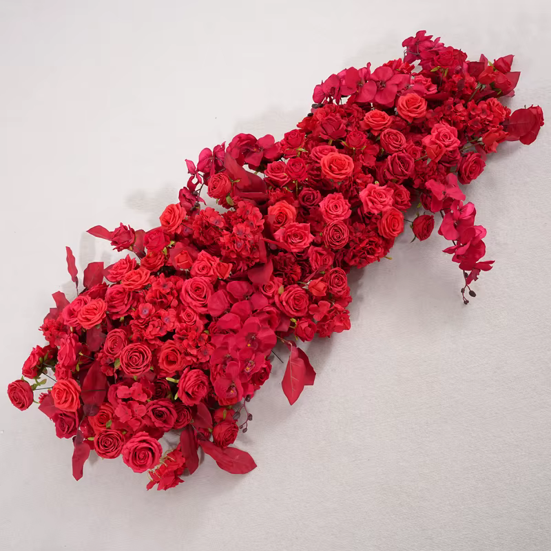 Série rouge Rose fleur rangée décor KT conseil réception de mariage toile de fond Arrangement Floral fournitures photographie accessoires A 875201