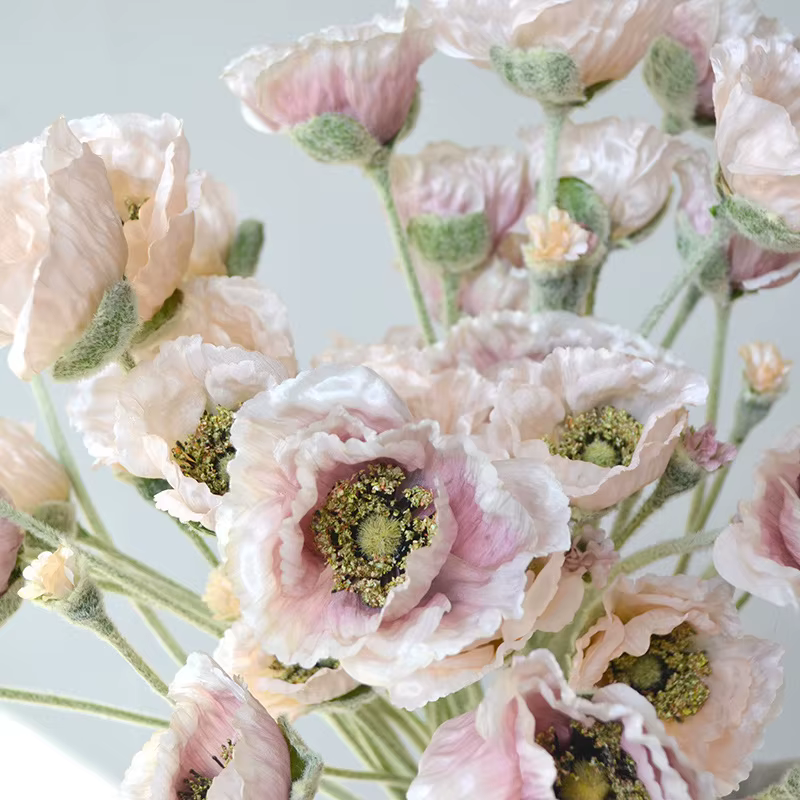 PopMED-Fleur artificielle floquée de coquelicot pour décoration de mariage