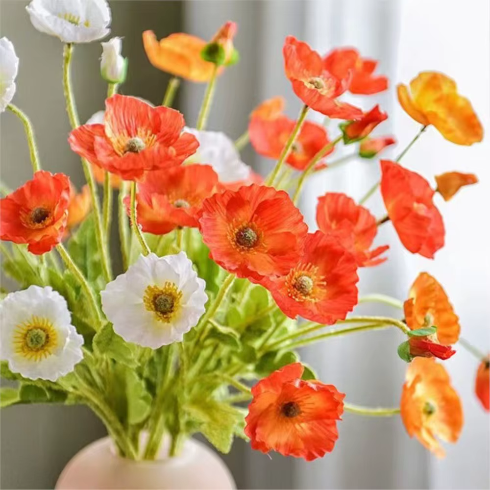 Fleurs artificielles fausses fleurs de pavot en soie