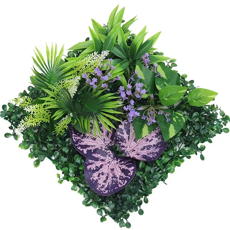 Bricolage magasin vitrine plante mur plastique Simulation feuilles de raisin Rose pelouse Hall décoration 25*25 cm plantes vertes artificielles murs