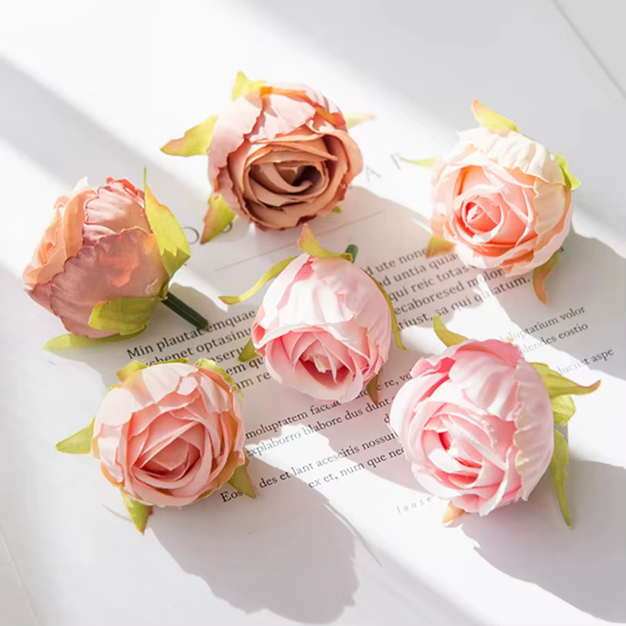 Fleurs artificielles bourgeons de thé pour mariage décoratif festival couronnes décorations pour la maison bricolage cadeaux boîte artisanat soie Rose accessoires