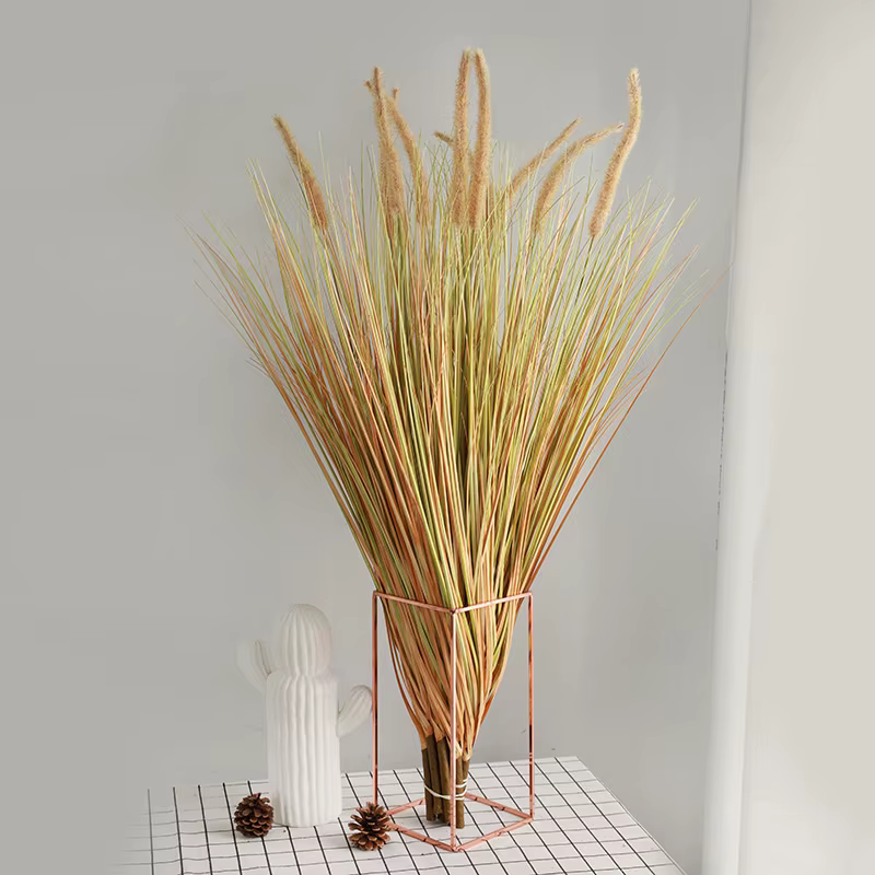 Nouveau 98 cm 2 PC plantes artificielles herbe verte pompon Pampas fausses fleurs fête mariage jardin avec extérieur nordique décoration de la maison