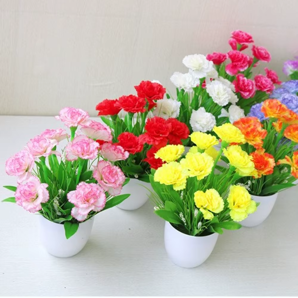 Mini rose artificielle en pot