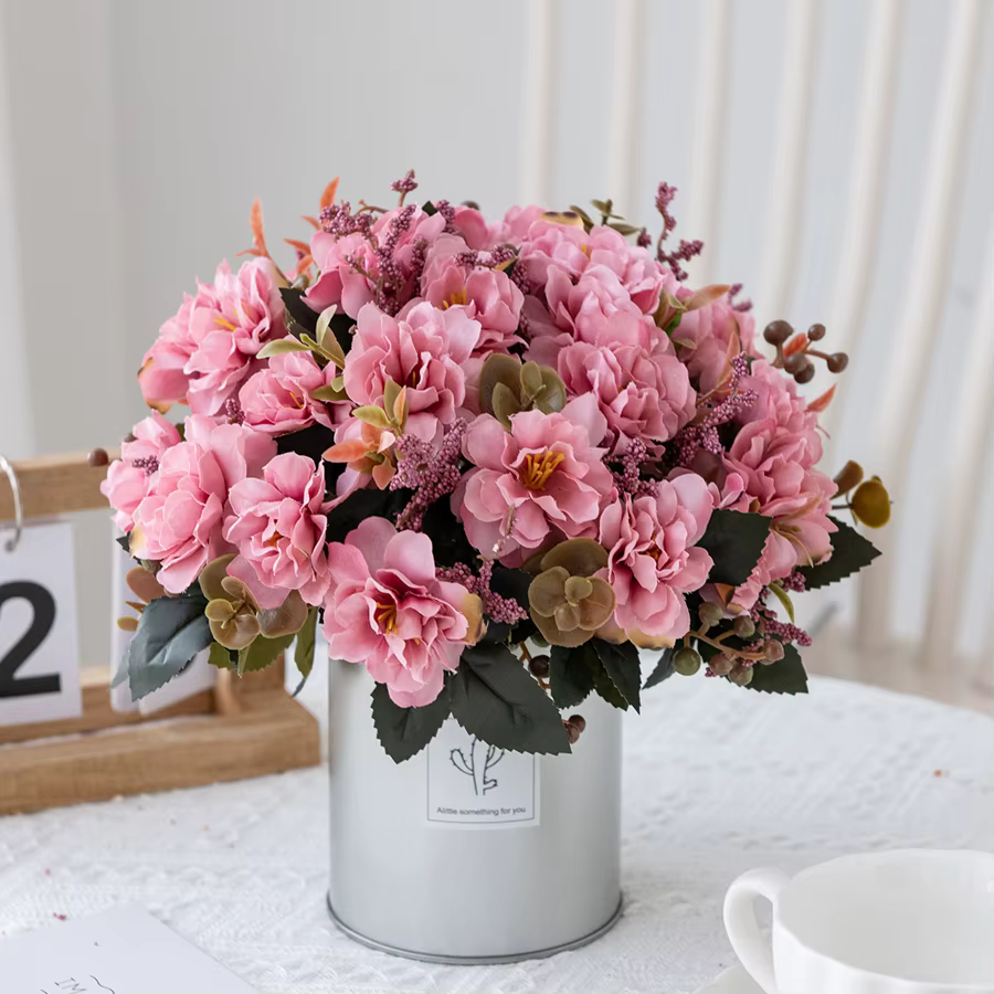 Fleurs artificielles Scrapbooking Soie Cerise Vase Maison Chambre Décor En Plein Air De Mariage Jardin Bouquet Broche Diy Festival Couronne