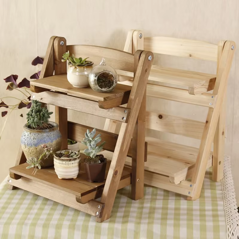 Support de plantes en bois Vintage