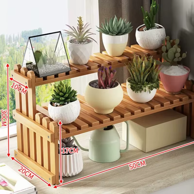 Étagère à plantes décorative en bois pour l'extérieur