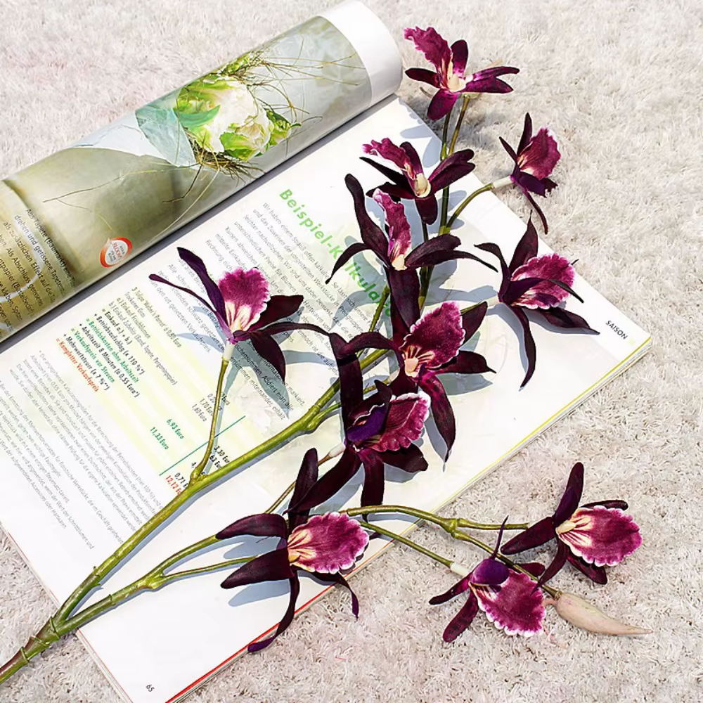 Branche Dendrobium artificielle à 2 fourchettes