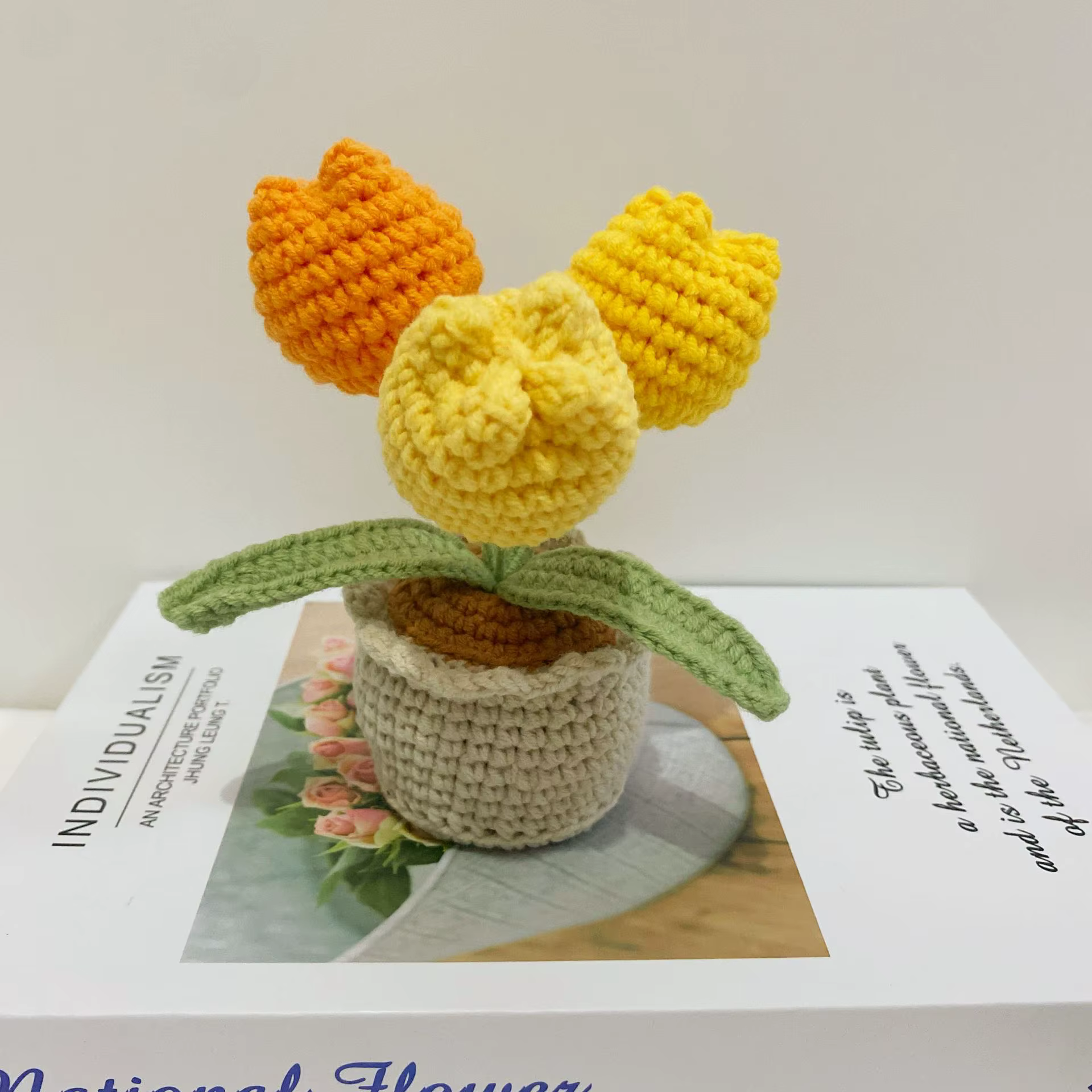 Tulipes au crochet avec pot