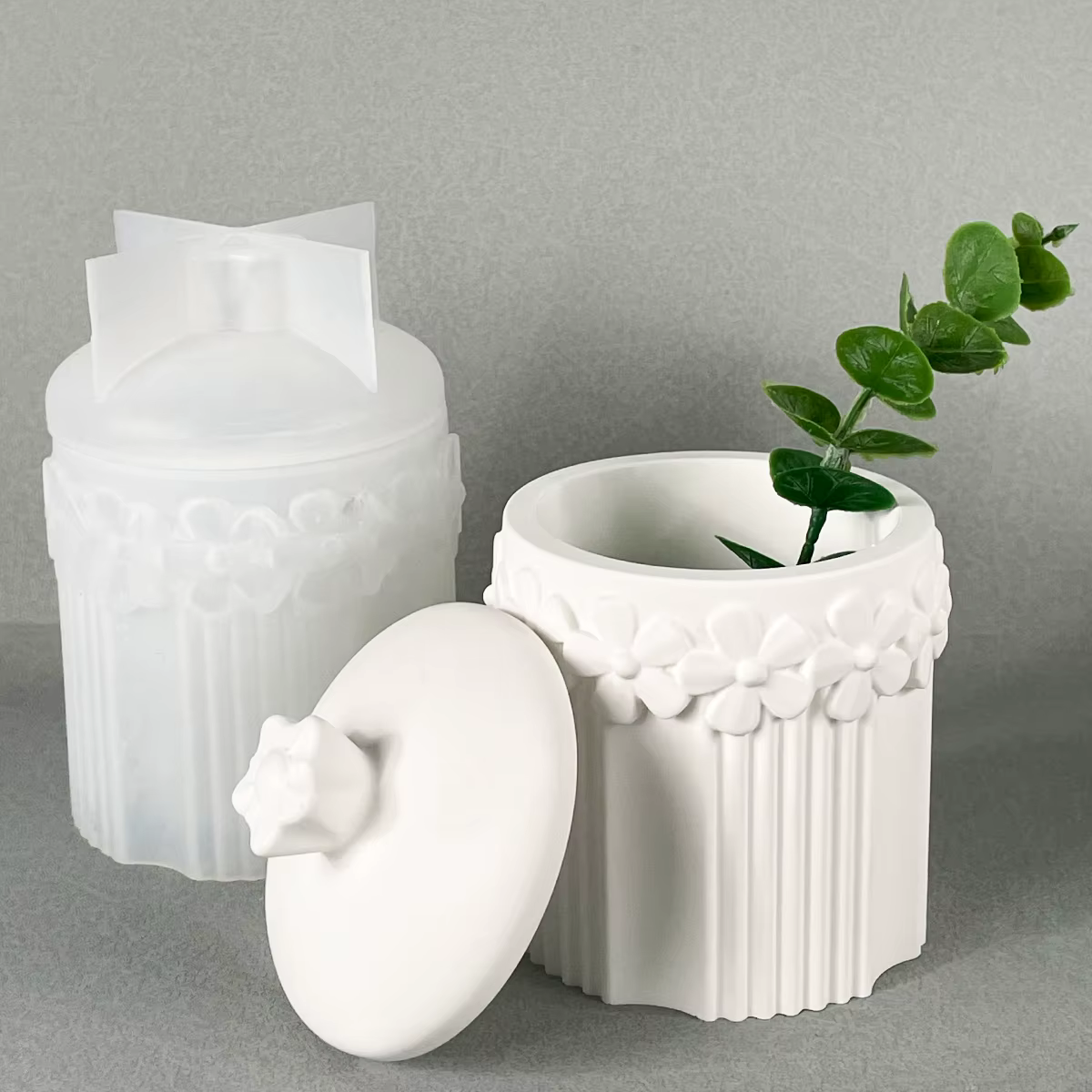 Moule en Silicone pour Pot de fleur à rayures, boîte de rangement de fleurs, bricolage, fabrication artisanale, pot de fleur en résine de plâtre, moules de moulage, fournitures de décoration pour la m
