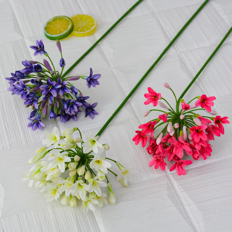 Fleurs artificielles de luxe Agapanthus africain à longue tige de 75 cm pour mariage