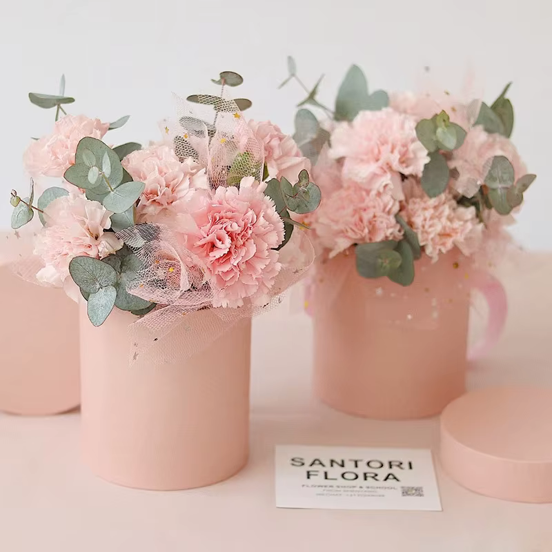 Boîte à fleurs ronde, emballage cadeau