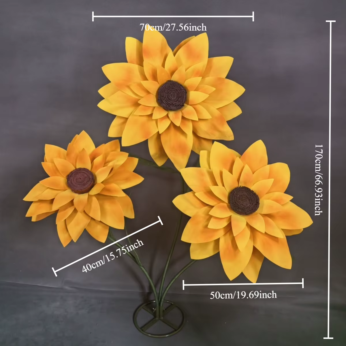 Grandes fleurs artificielles géantes imperméables en mousse (tournesol