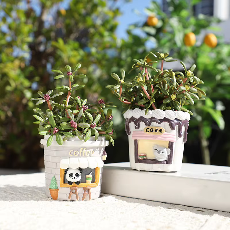 Pots à plantes succulentes en résine de style street food créatif