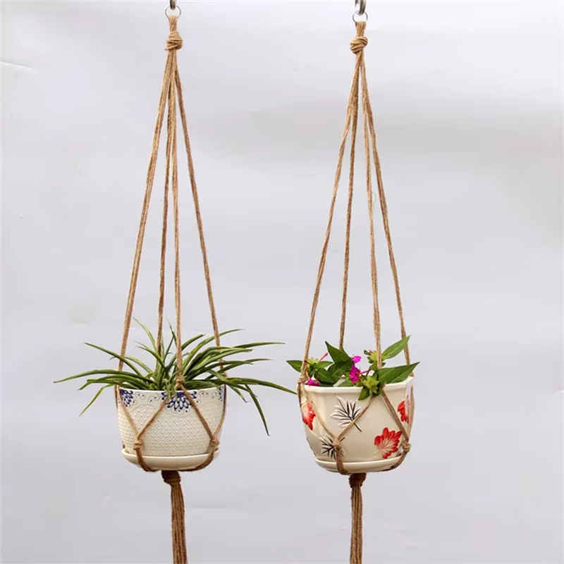 Pot de fleur corde de chanvre filet suspendu paille macramé plante cintre Pot