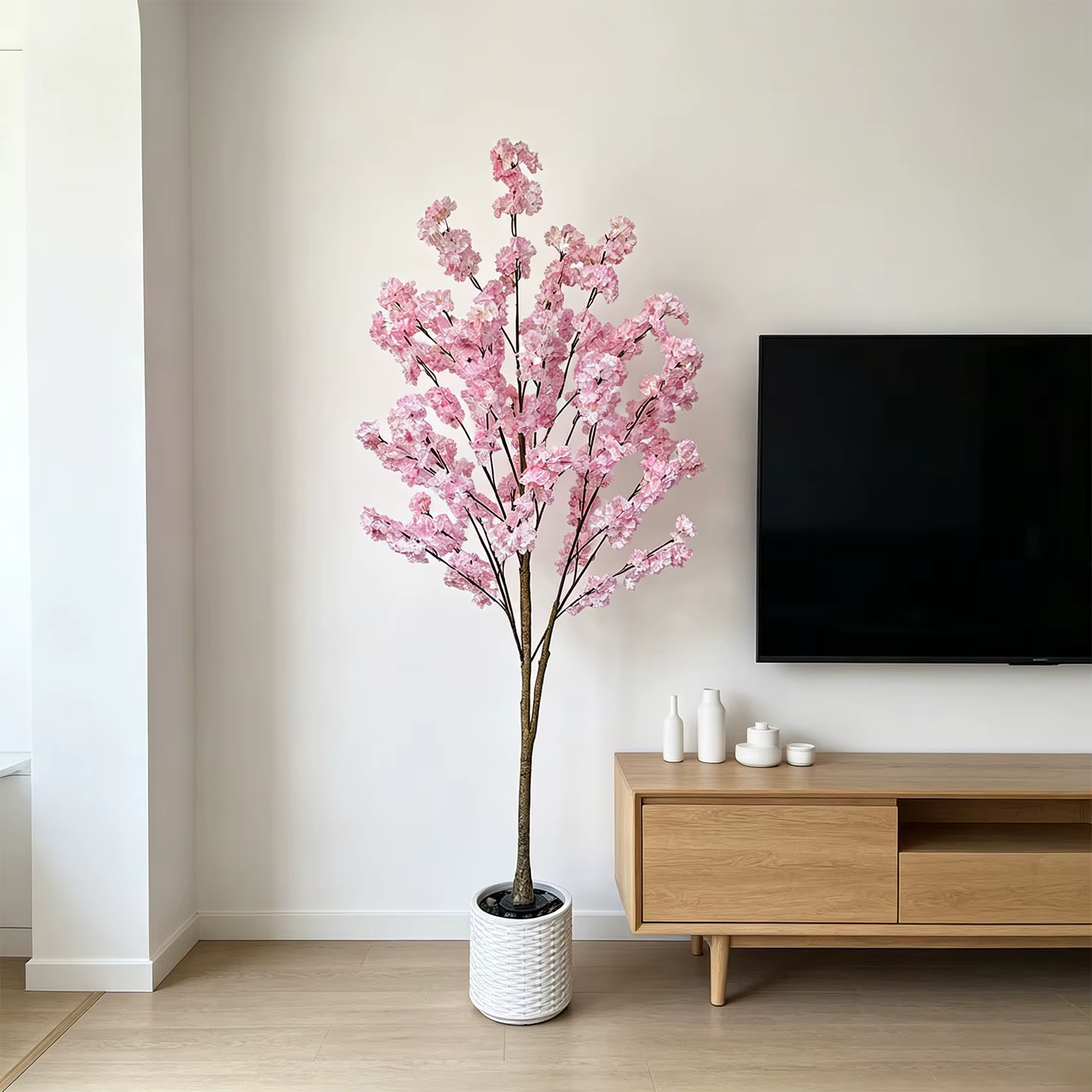 Arbre à fleurs de cerisier rose artificiel de 120-180 cm