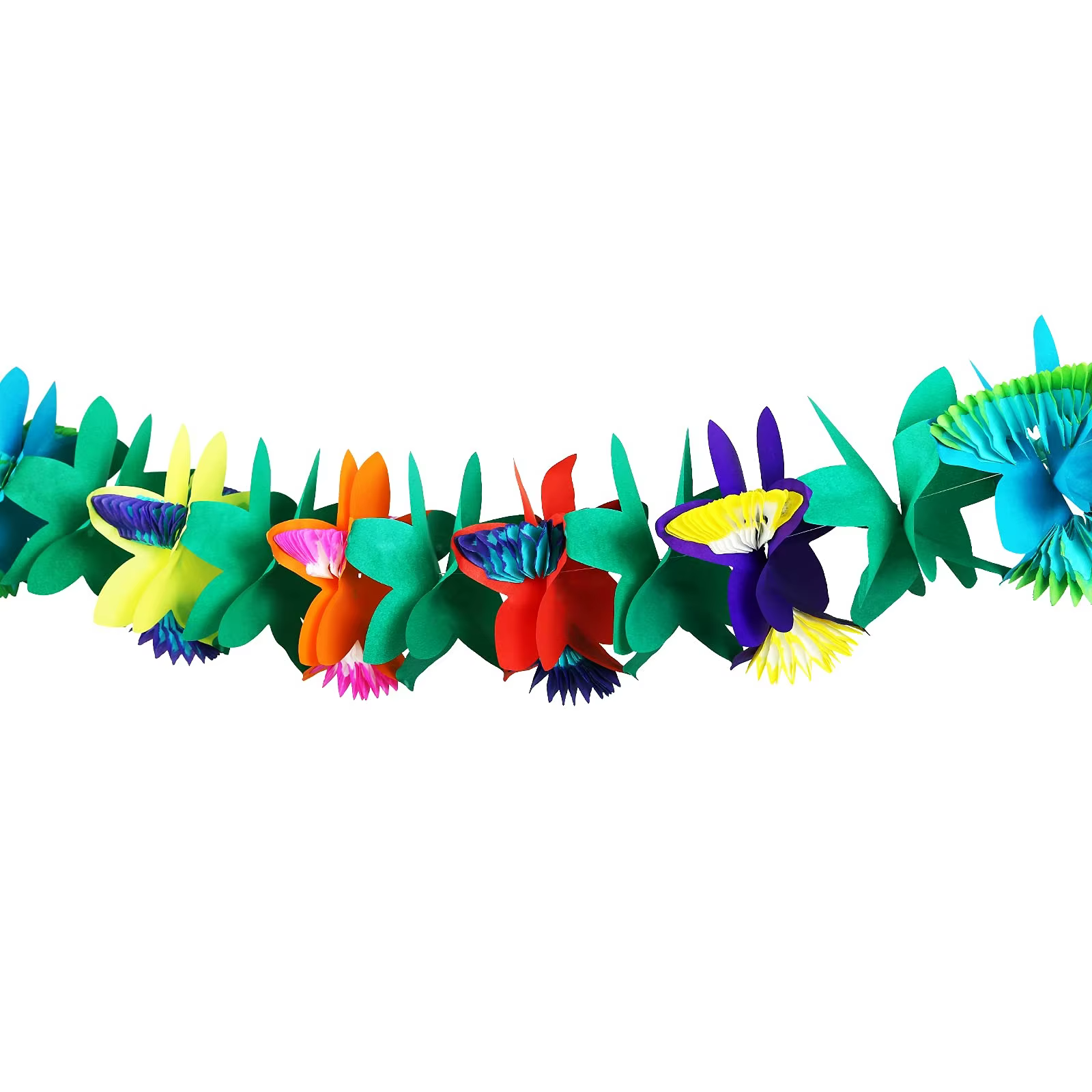 Lot de 4 guirlandes de fleurs en papier tropicales de 3 m – Décorations de fête Luau