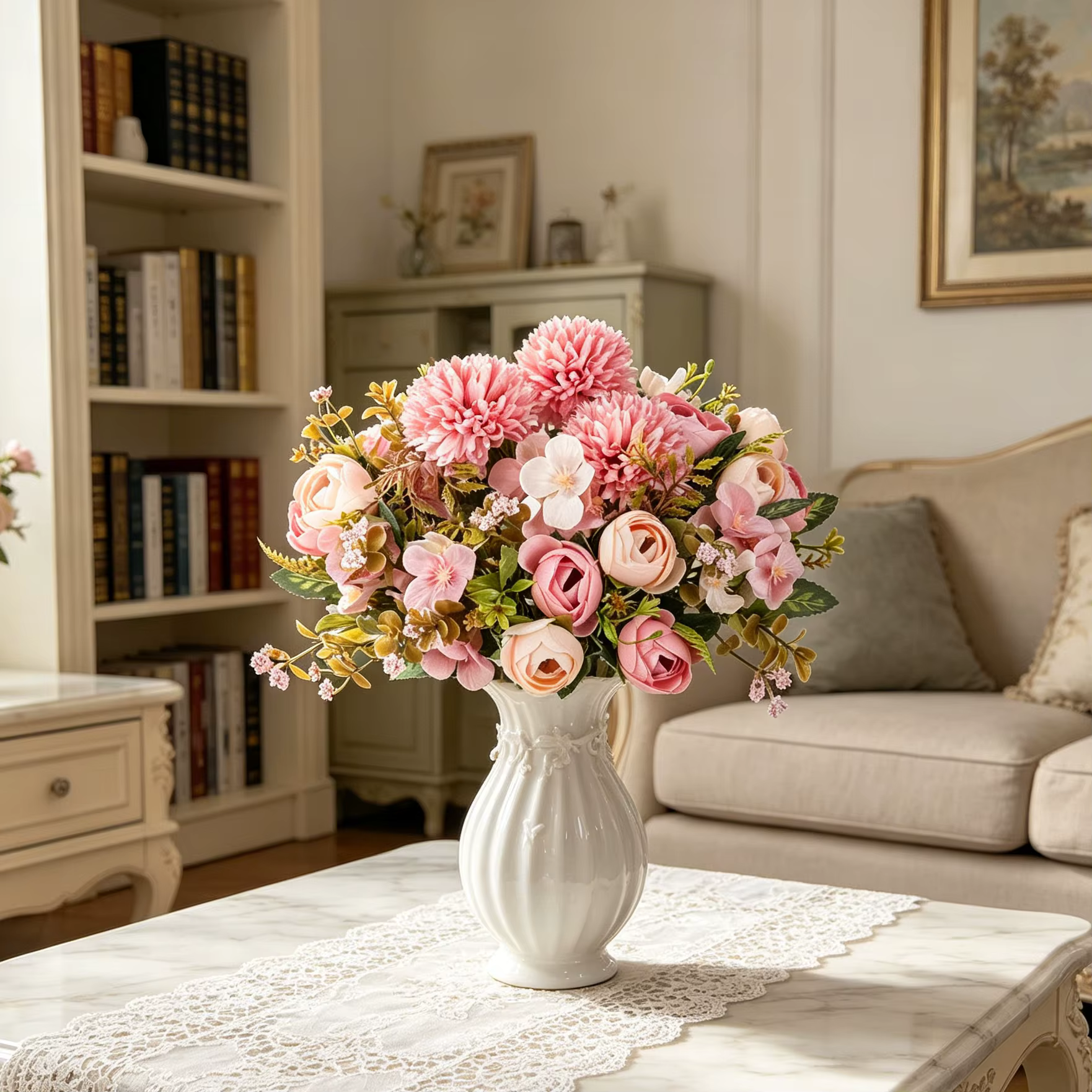 Fleurs Artificielles Bourgeons de Rose Thé Bouquet de Mariée DIY Vase Décoration de Table Maison Guirlande Festive Hortensia en Soie Cadeaux DIY