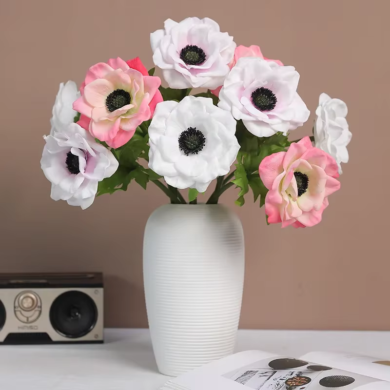Anémones artificielles roses de mariage