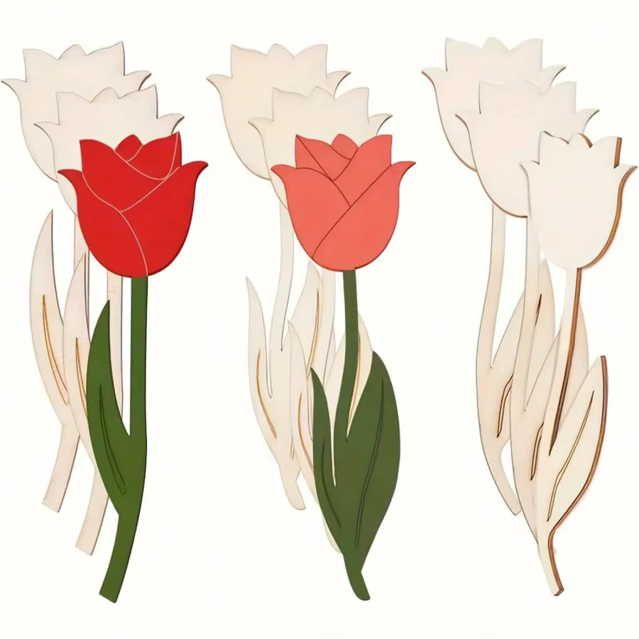 Ensemble de découpeurs de fleurs en papier de bois - Pack de 12/24/30 pièces