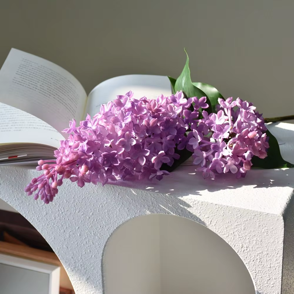 Nouvelle fleur artificielle en silicone rose lilas 75 cm