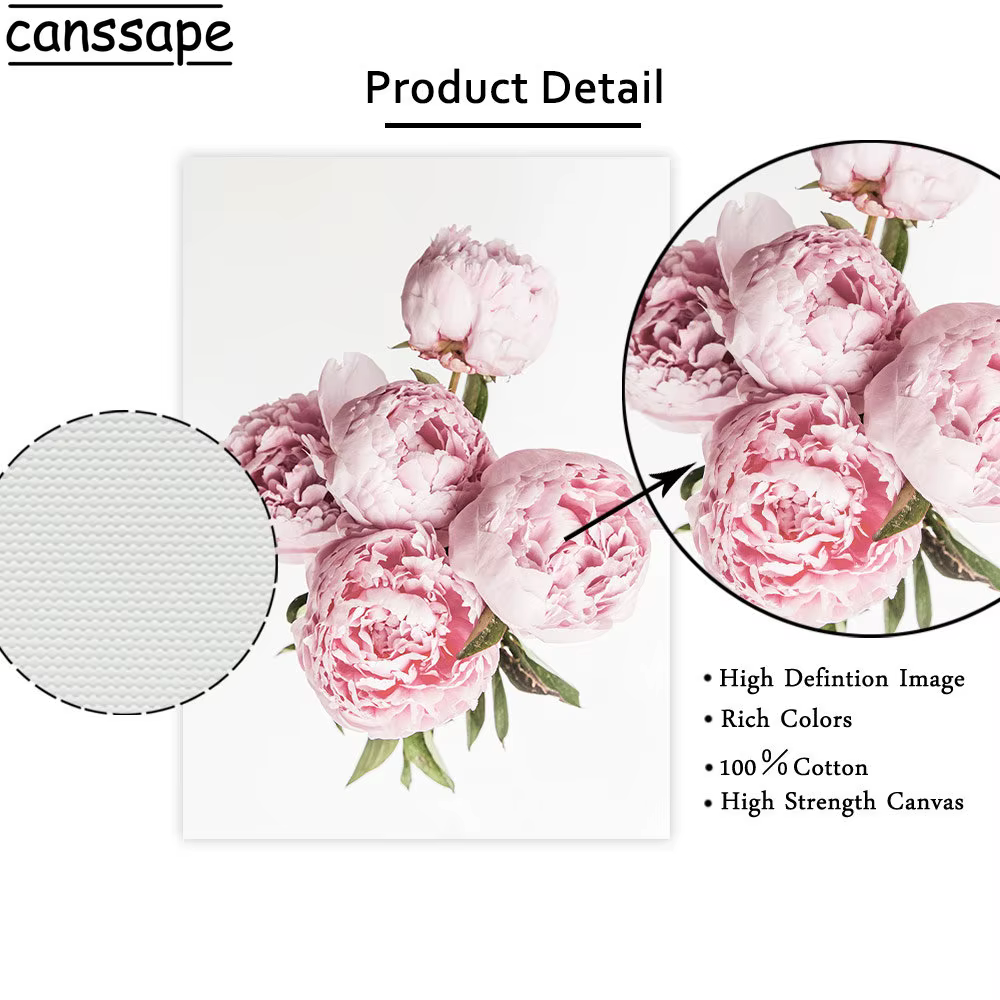 Toile avec fleurs roses et pivoines